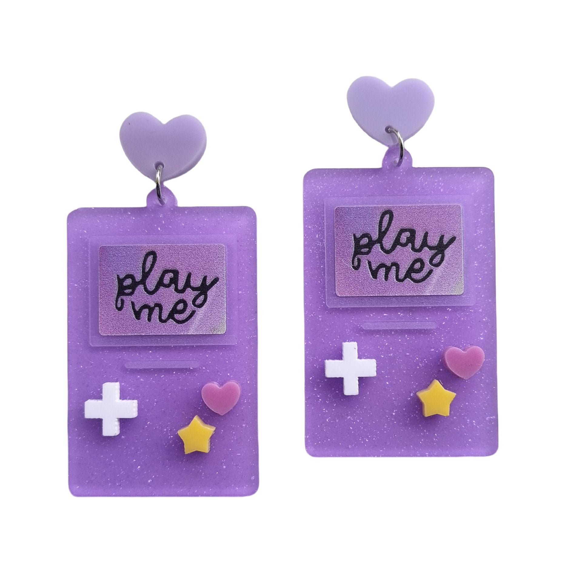 Wholesale Acrylic colorful English letter five-pointed star game console earrings