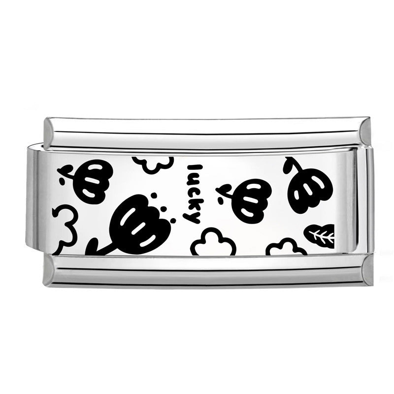 Wholesale Italian Charm Bracelet 9mm DIY Splicing Long Black and White Series Stainless Steel Composable Bracelet