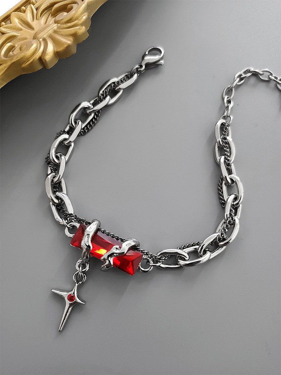 Wholesale Unisex Titanium Steel Star-Wrapped Black Diamond Bracelet