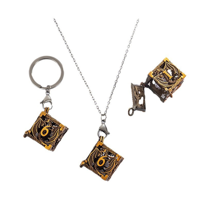 Wholesale Mini Metal Hollow Dice Pendant Set Necklaces ACC-NE-HongC001