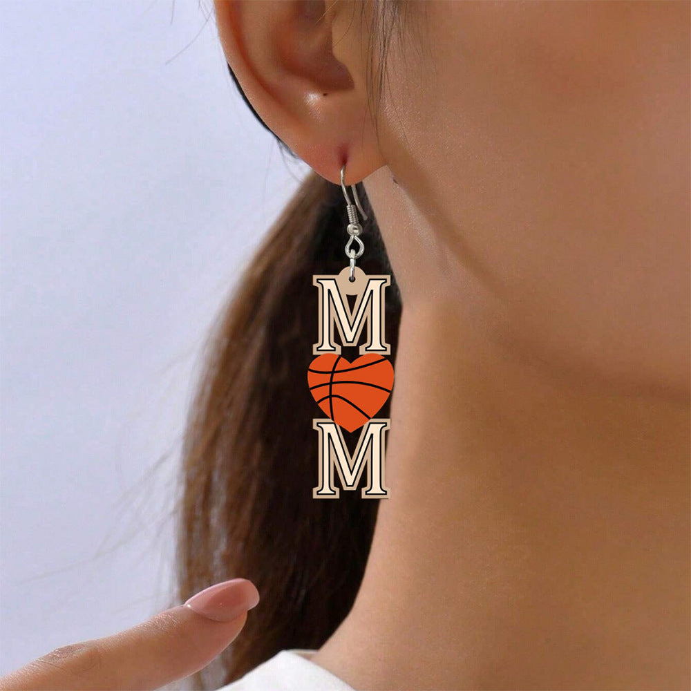 Wholesale Simple Ball Games Mother's Day All-match Love Basketball  Earrings
