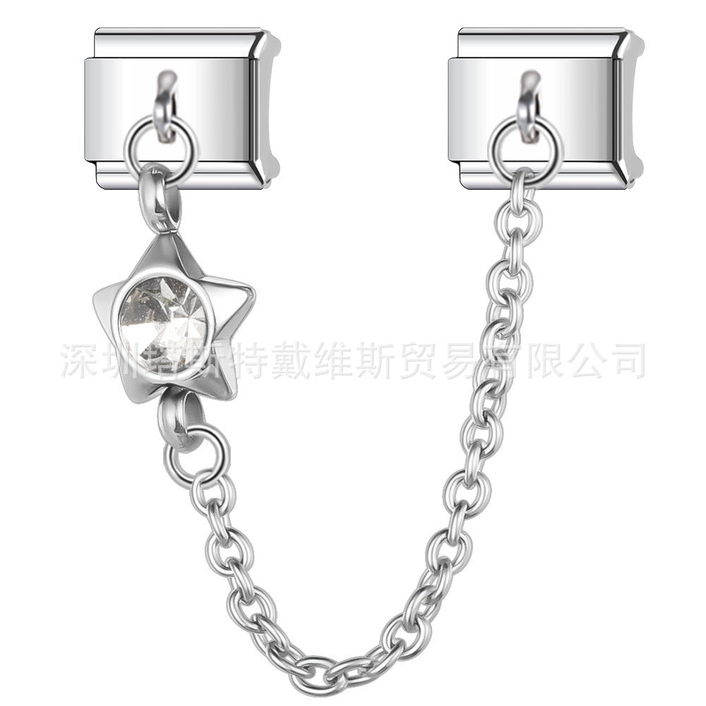 Wholesale Italian Modular Starry Sky Rhinestone Chain Bracelet,  Stainless Steel Electroplated,  Chic Jewelry Accessory for Everyday Wear
