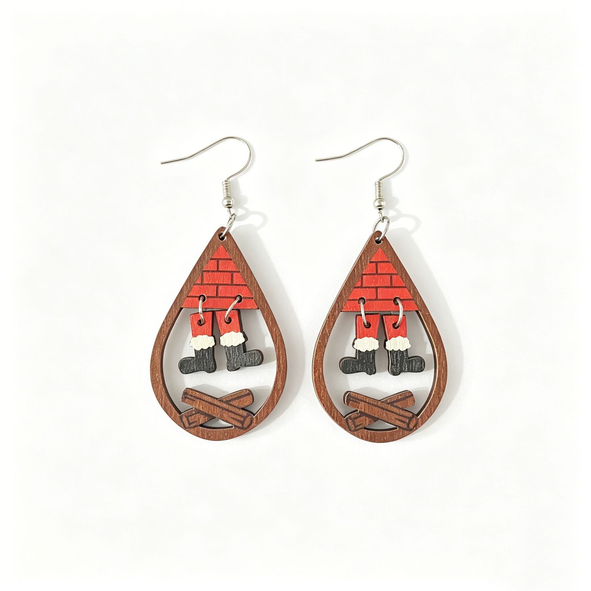 Wholesale Wooden  Water Drop Earrings For Women Christmas Holiday Pendant Charm Fashion Accessory