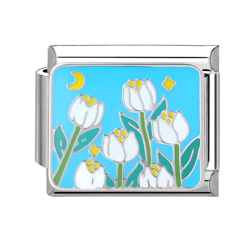 Wholesale  Italian Magic DIY Creative Steel Base Flower Module  Handmade Craft Charms