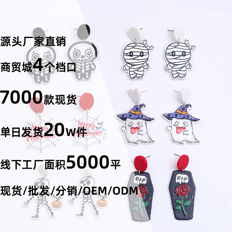 Wholesale  earrings skeleton  web ghost mummy earrings