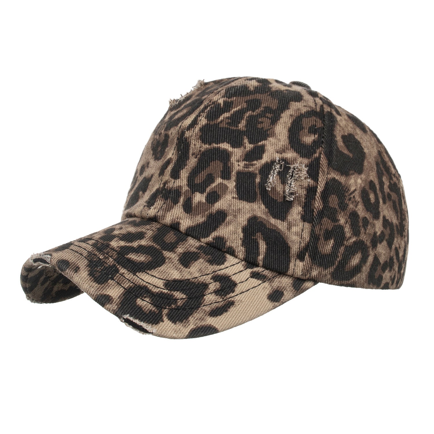 Wholesale Cotton Leopard Print Ponytail Baseball Cap For Women Casual Summer