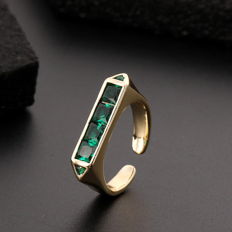 Wholesale Vintage Emerald Green Open Snake Ring Copper Zircon Women S Fashion Jewelry Accessory