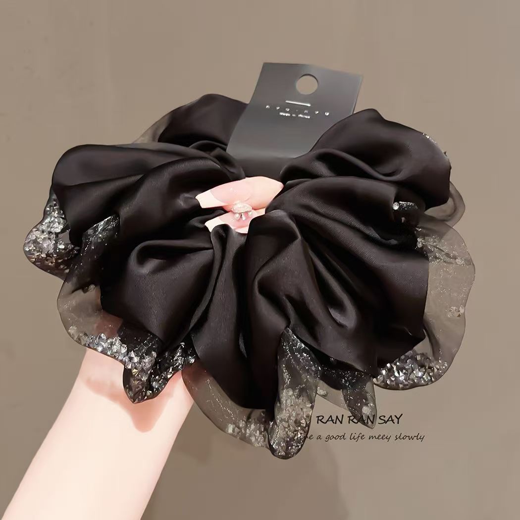 Wholesale Satin Fabric Floral Print Scrunchie Elastic Ponytail Holder Fashion Hair Accessory Boutique Resale