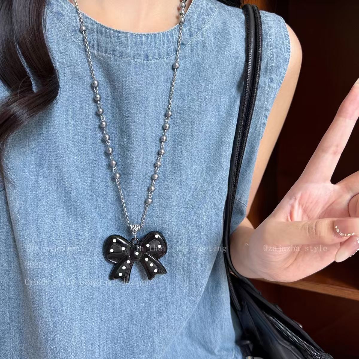 Wholesale Korean Style Heart Polka Dot Pendant Necklace Gift Jewelry Accessory