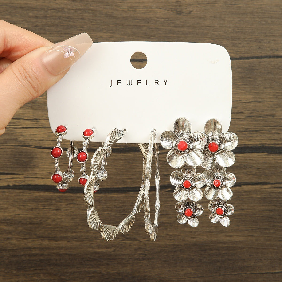 Wholesale Retro Bohemian Style Oval Geometric Flower Earrings