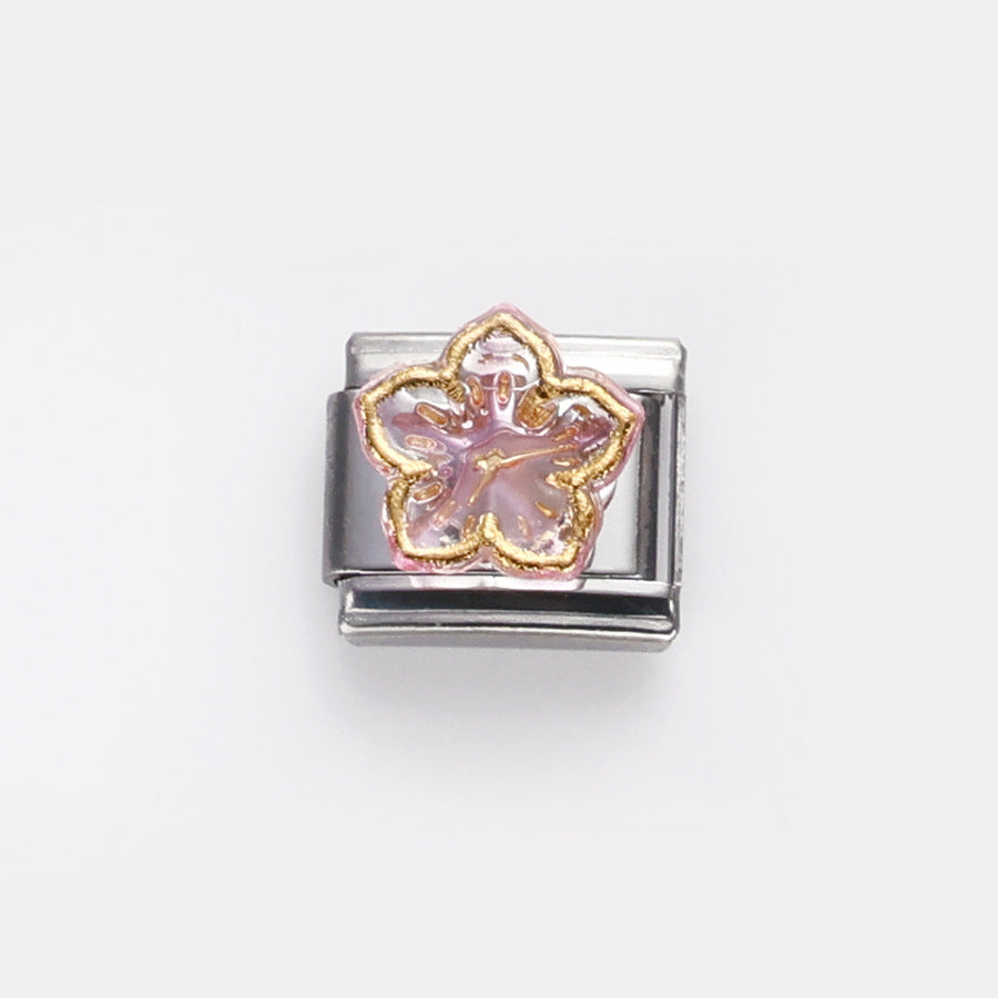 Wholesale 10pcs Italian Charm Bracelet 9mm DIY Splicing Flower Heart Fruit Stainless Steel Composable Bracelet