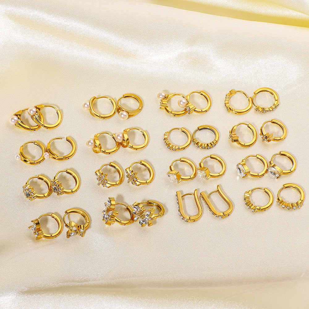 Wholesale  Stainless Steel Earrings 18K Gold Earrings Set