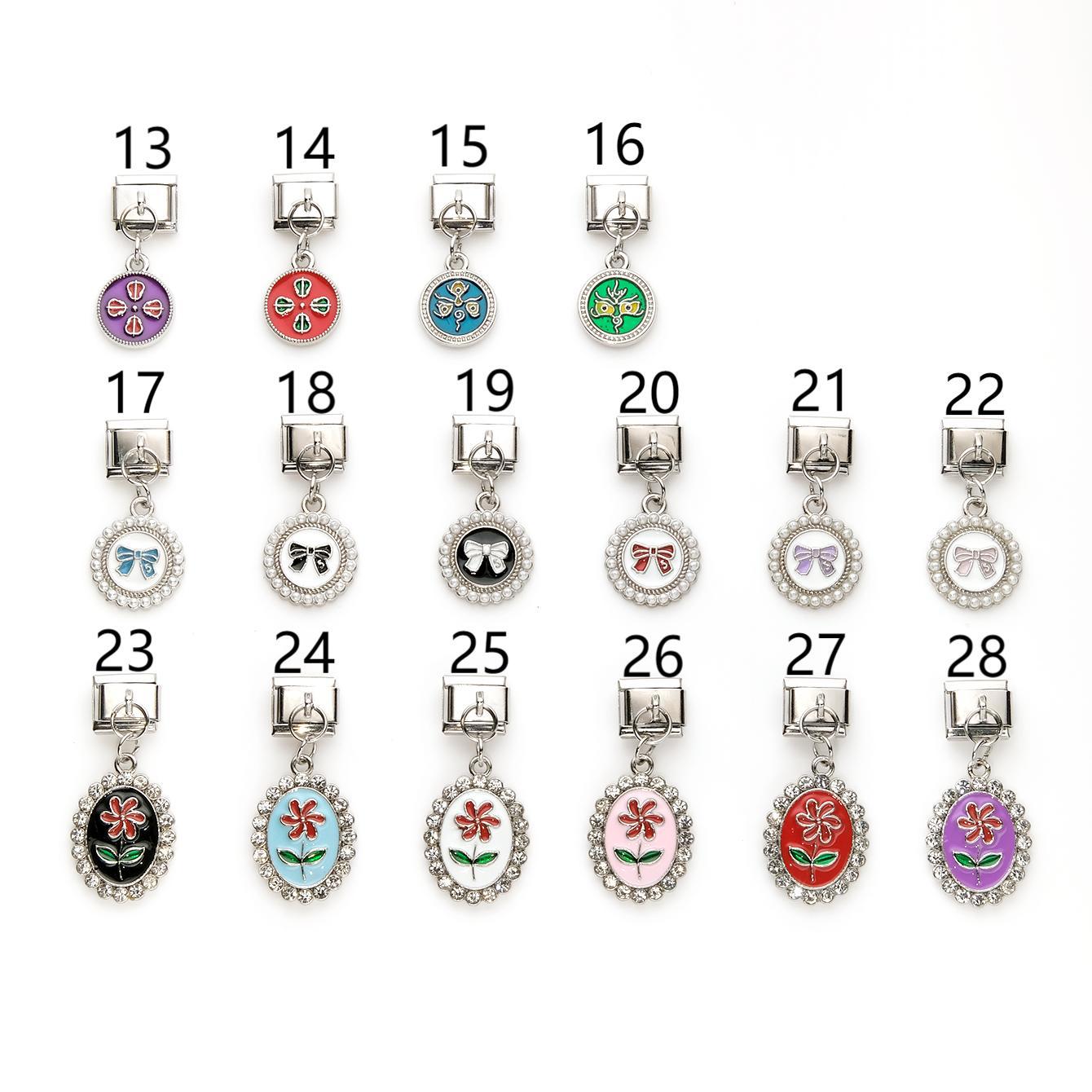 Bracelet de charme italien 10pcs 10 mm de bricolage de bricolage coeur papillon pendentif en acier inoxydable