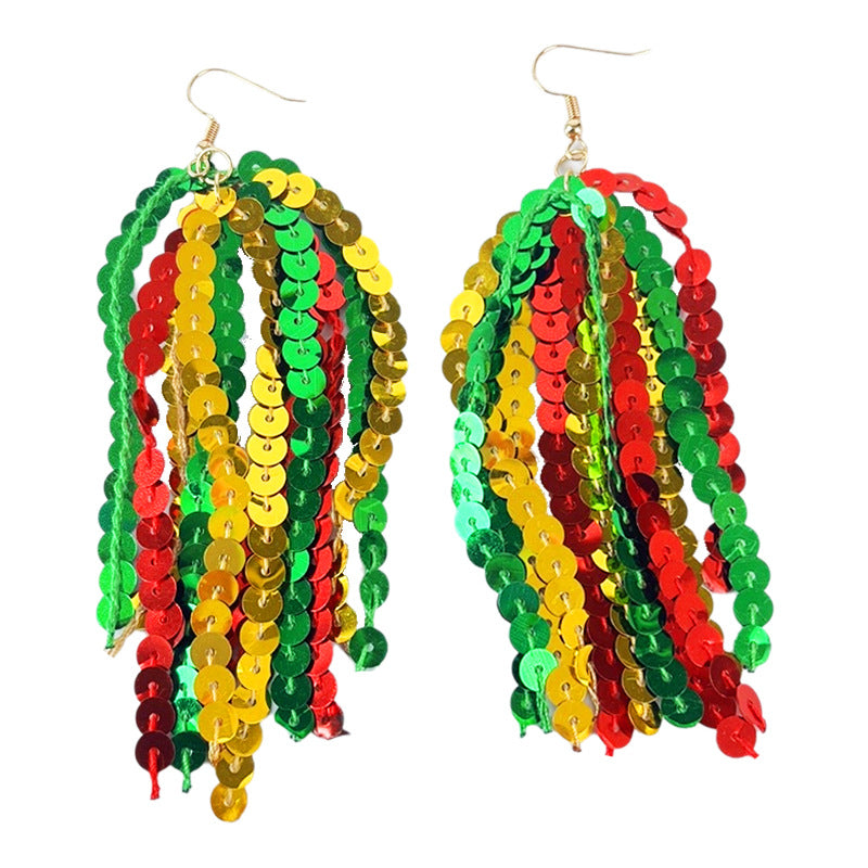 Wholesale Mexican May Festival hat elements Shiny tassel earrings