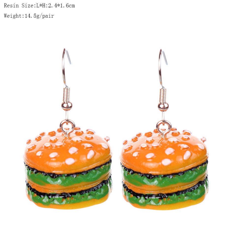 Wholesale  fun  simulation food and play beef hamburger earrings