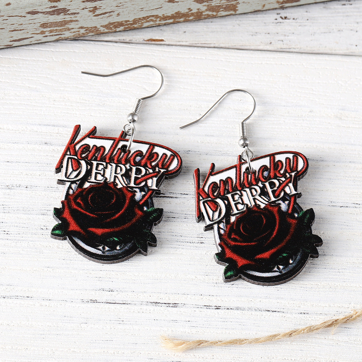 Wholesale Western Rose Horseshoe Drop Earrings