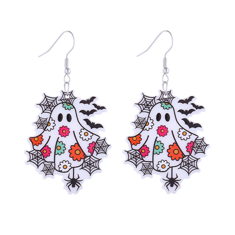 Wholesale Halloween Themed Earrings Funny Ghost Pumpkin Bat  Acrylic Earrings