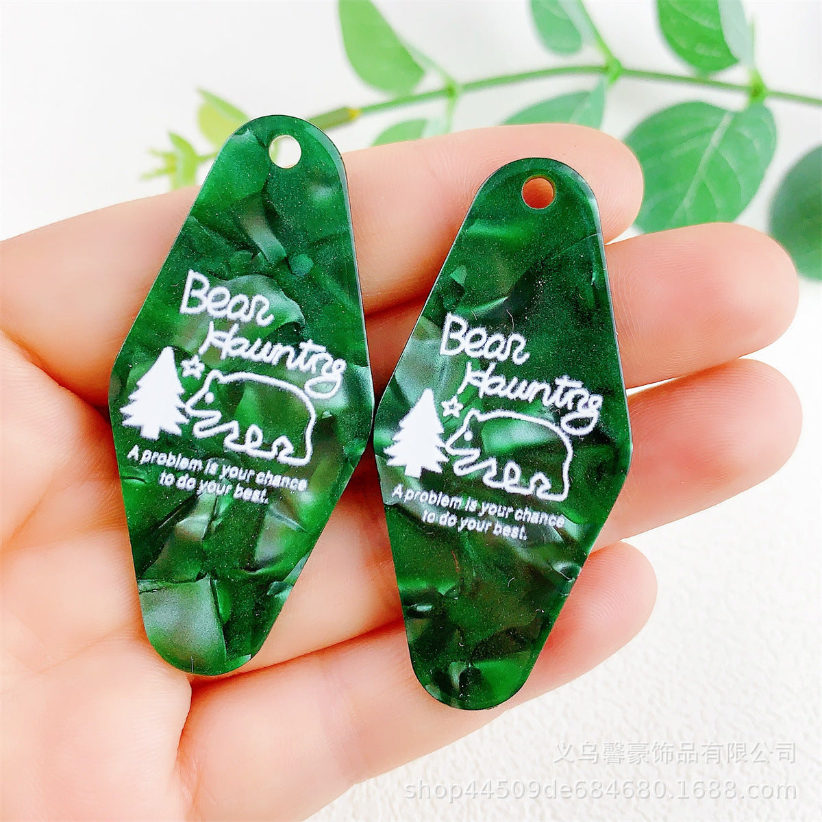 Wholesale 10pcs Acrylic Diamond Nameplate Logo Tag Pendant