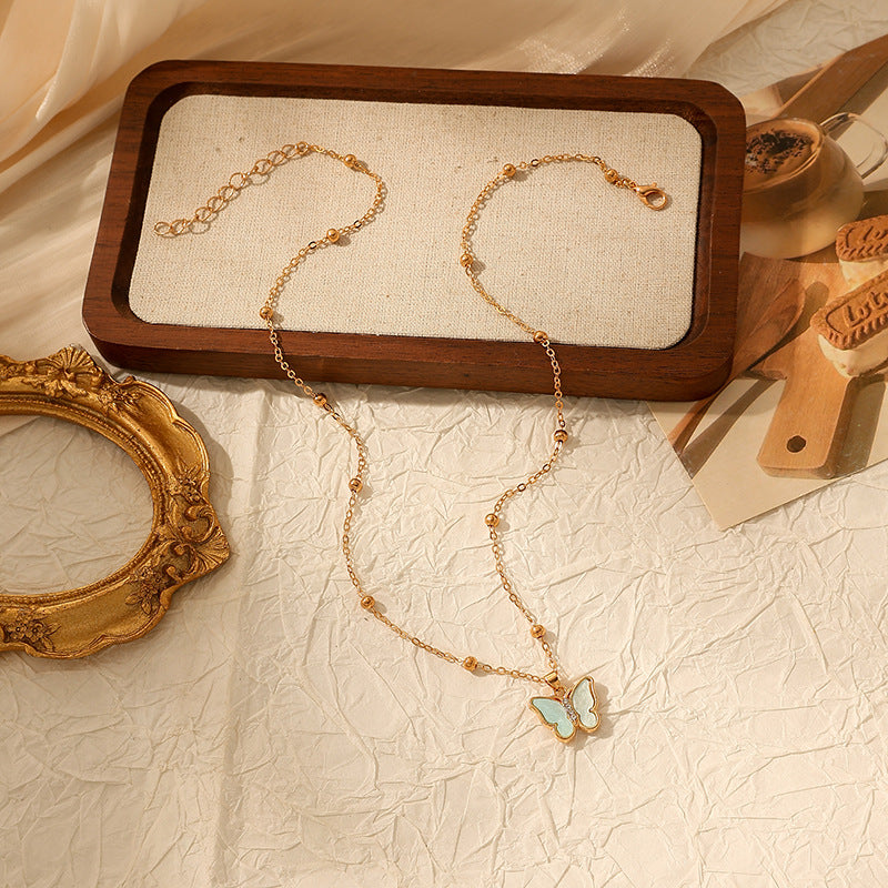 Wholesale Butterfly teardrop diamond necklace