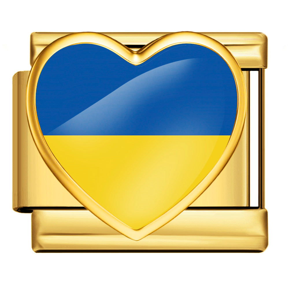 Wholesale Heart-Shaped Flag Pattern Stainless Steel Bracelet Strap Chain Fashion Accessory Gift