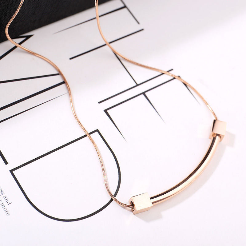 Wholesale Titanium Steel Square Smiley Face Necklace ACC-NE-YuXun005