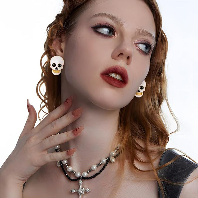 Wholesale  Zinc Alloy  Skull Oil Drop Earrings