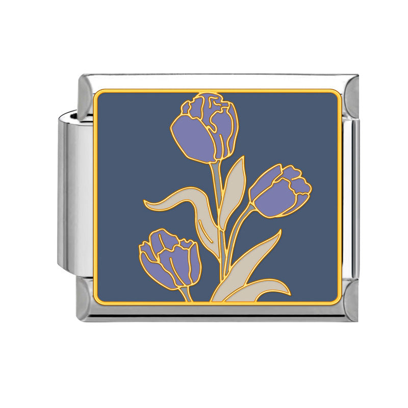 Wholesale Italian Modular Bracelet 9mm DIY Splicing Removable Stainless Steel Flower Combinable Bracelet