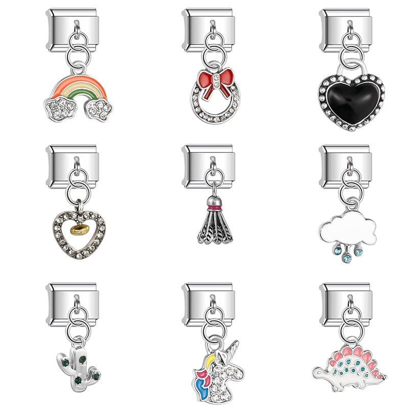 Wholesale Italian Charm Bracelet 9mm DIY Splicing Cute Creative Pendant Stainless Steel Composable Bracelet
