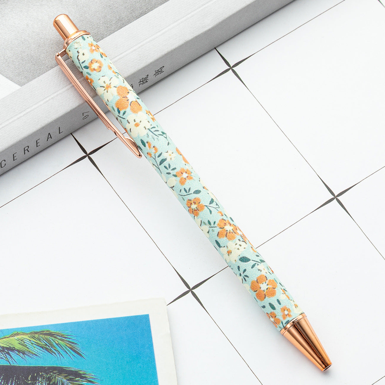 Wholesale Girl's Heart Flower Pen Small Fresh Press Foreskin Pen Gold Powder Press Ballpoint Pen ACC-PN-HuaHao001