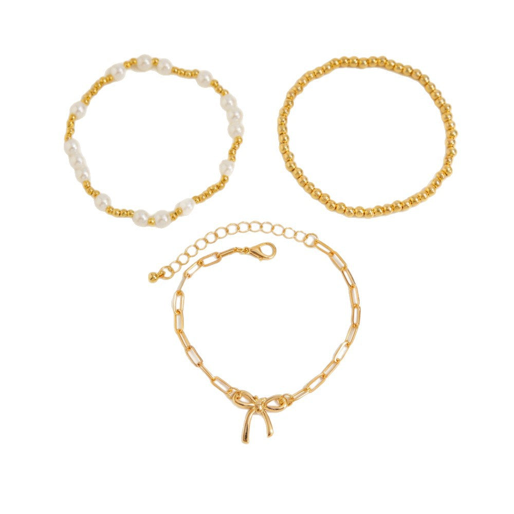 Wholesale Alloy Man-made Pearl Bow Bracelet