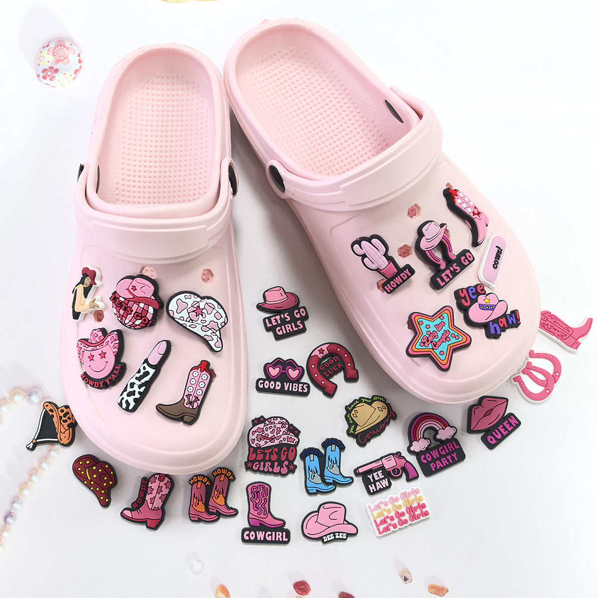 Wholesale 100pcs Random Pink Denim Shoes Accessories Shoes Charms