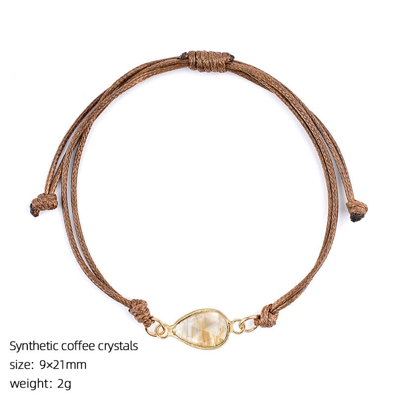 Wholesale Adjustable Woven Tiger Eye Stone Teardrop Bracelet Fashion Accessory Gift