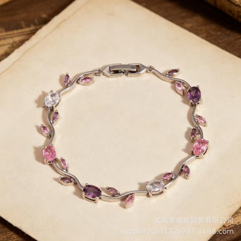 Wholesale Alloy Colorful Zircon Branches Bracelet,  Fashionable European Style Jewelry for Boutique Resale