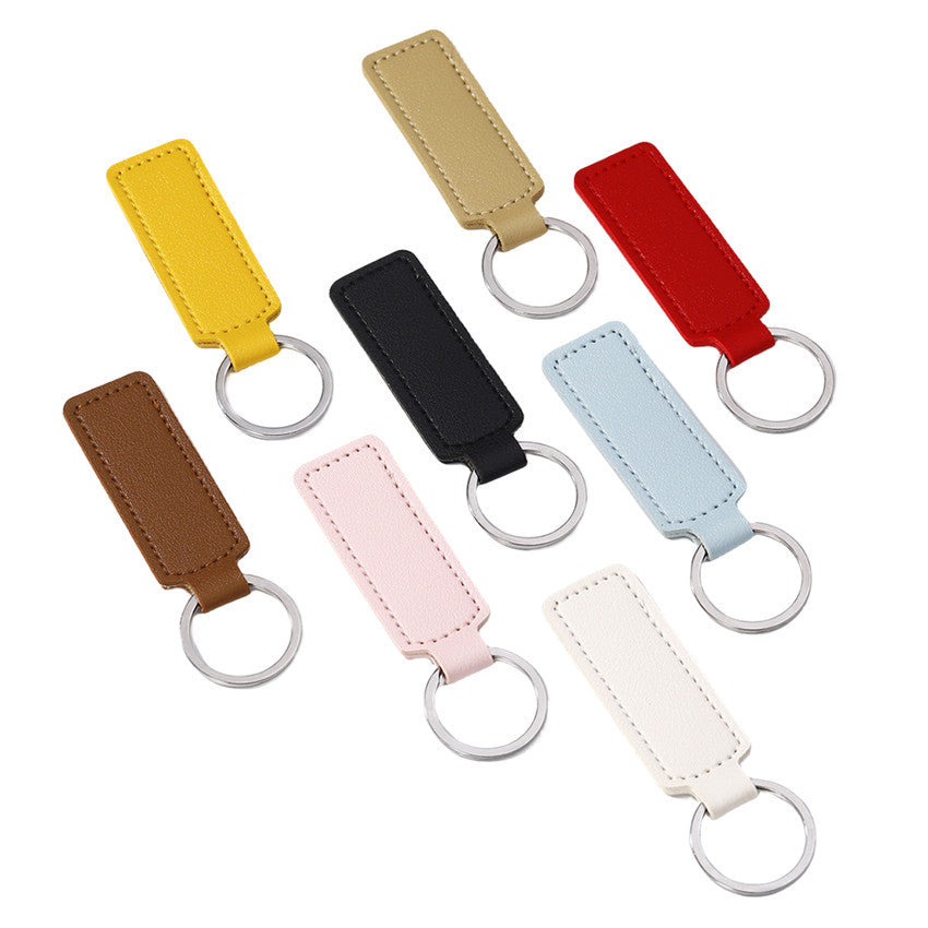 Wholesale solid color PU leather keychain