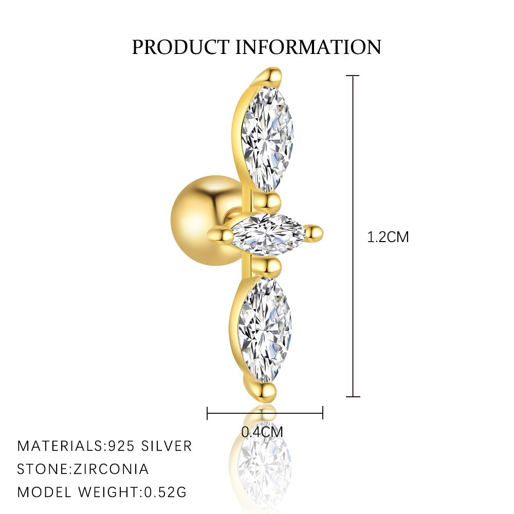 Wholesale S925 sterling silver zircon round head light luxury earrings