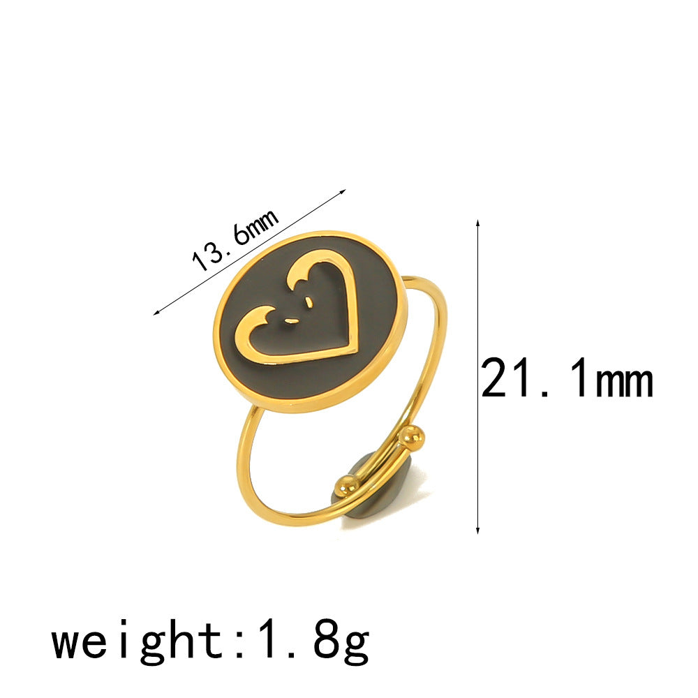 Wholesale Four Leaf Clover Love Heart 18K Gold Stainless Steel Open Adjustable Rings ACC-RS-LiQuan002