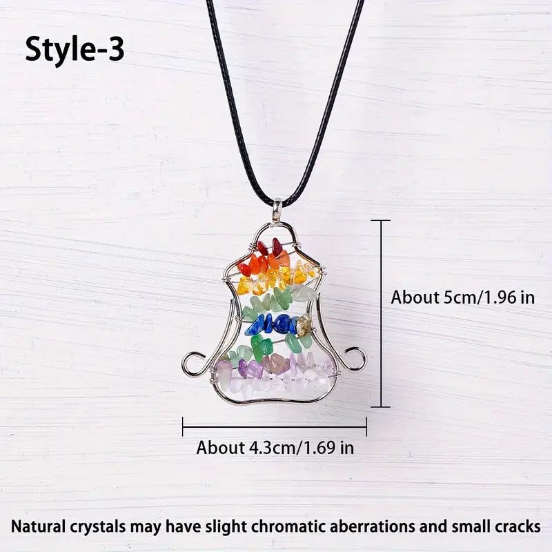 Wholesale Handmade Natural Amethyst Crystal Tree Of Life Pendant Necklace Heart Musical Note Design With Leather Rope Everyday Layering Jewelry
