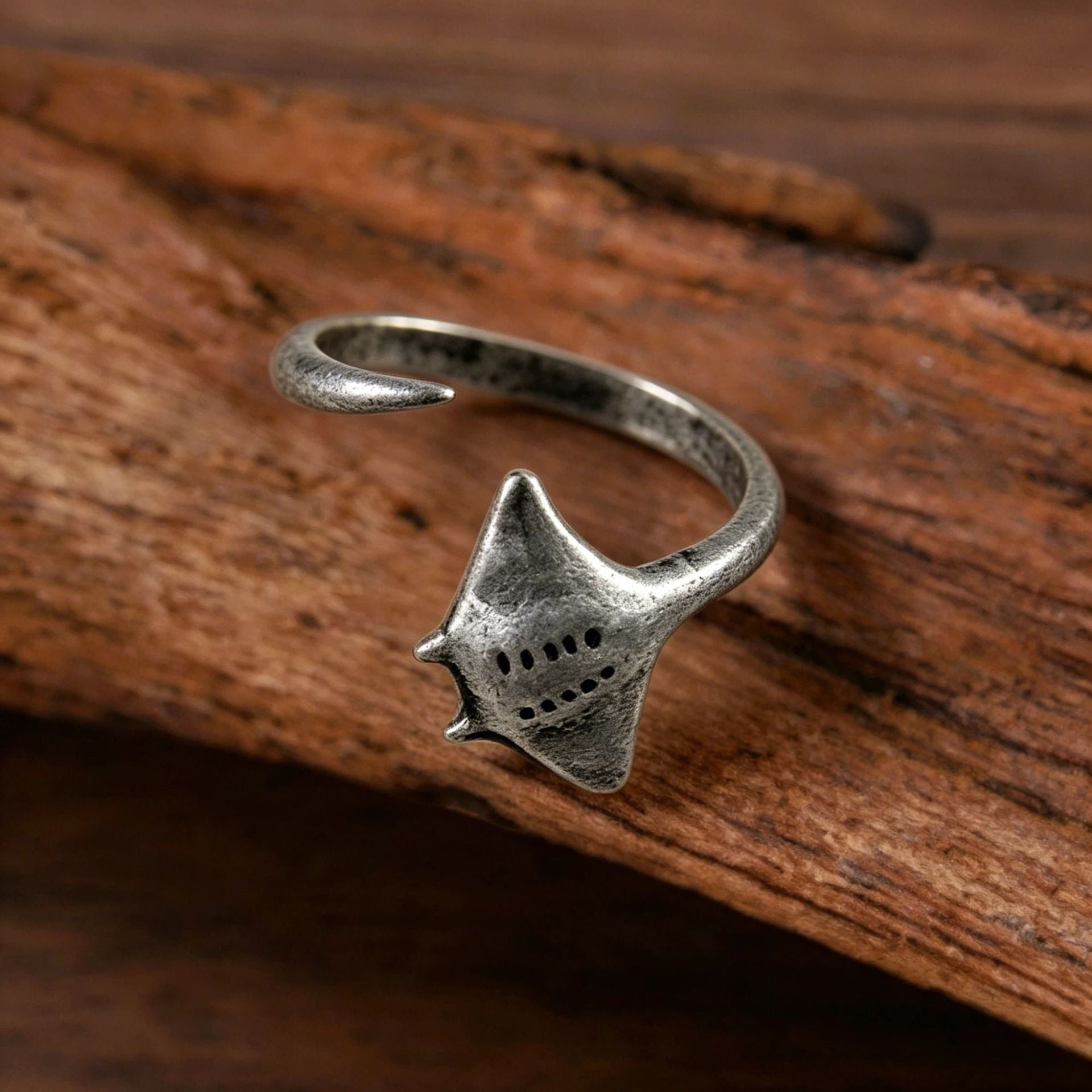 Wholesale Zinc Alloy Manta Ray Open Ring Vintage Ocean Animal Fashion Jewelry