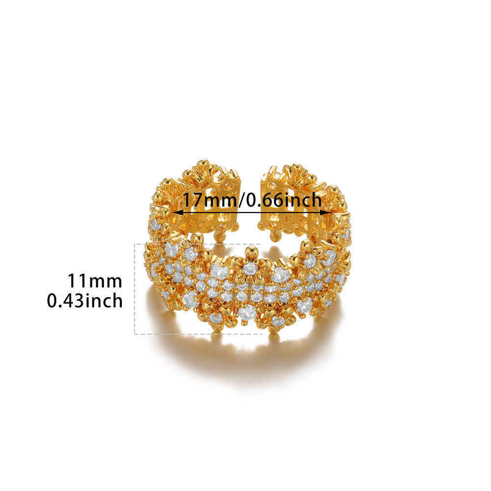 Wholesale Copper ring with zircon-encrusted heart and evil eye design