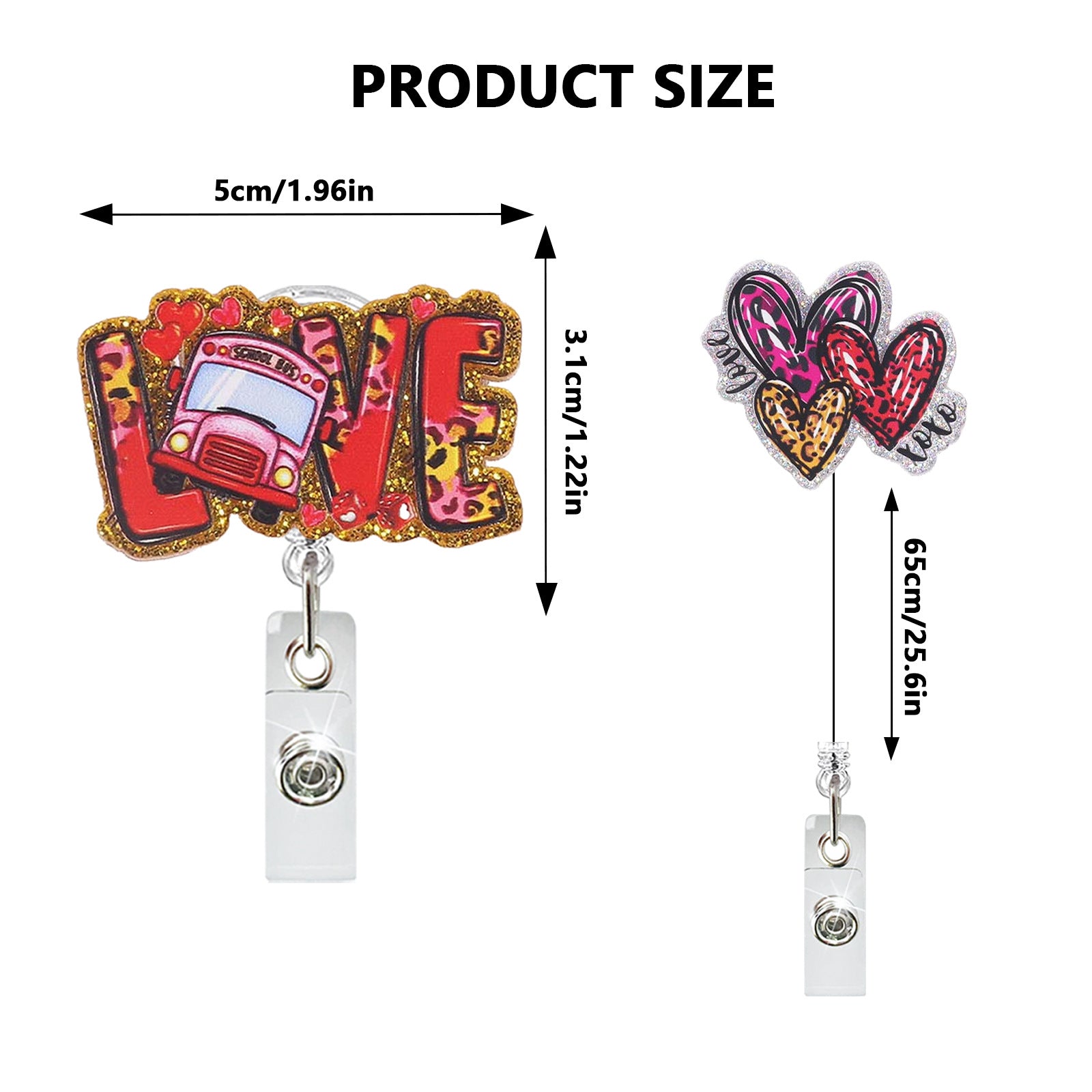Wholesale Valentine' s Day gift letter heart-shaped acrylic Badge Reels