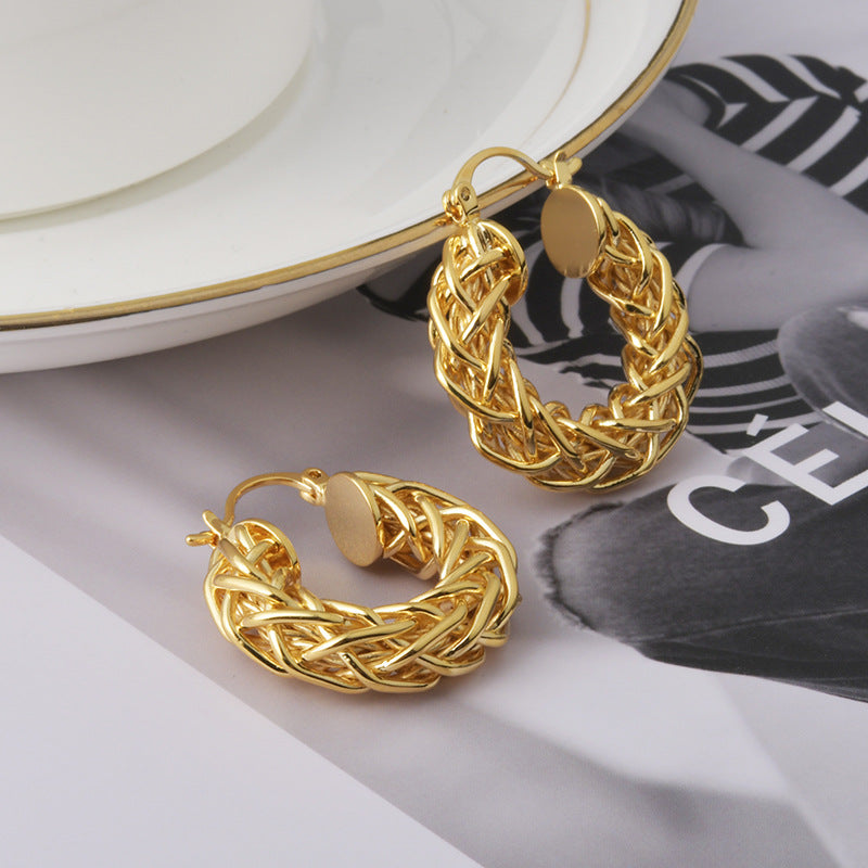 Wholesale  Braided Twist O-Shaped Earrings