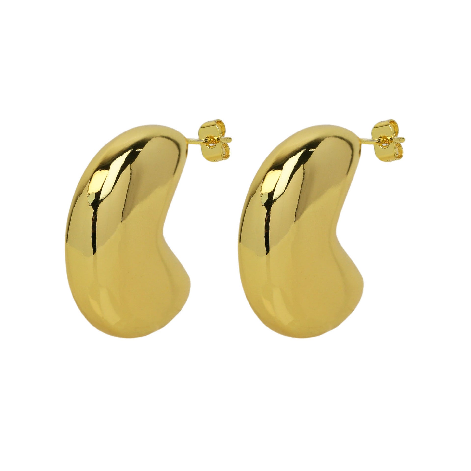 Wholesale 18k gold brass smooth exaggerated three-dimensional simple large earrings