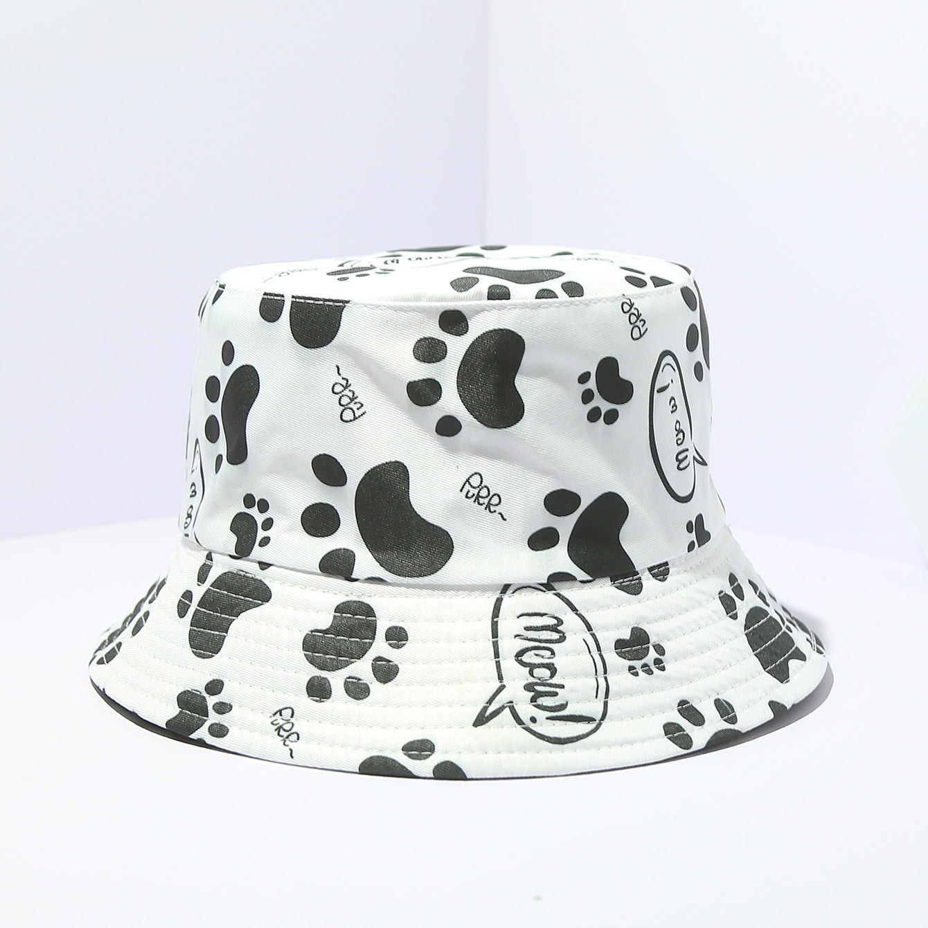 Wholesale Cat Paw Full Print Double Sided Bucket Hat Cute Flamingo ACC-HT-DaQi006