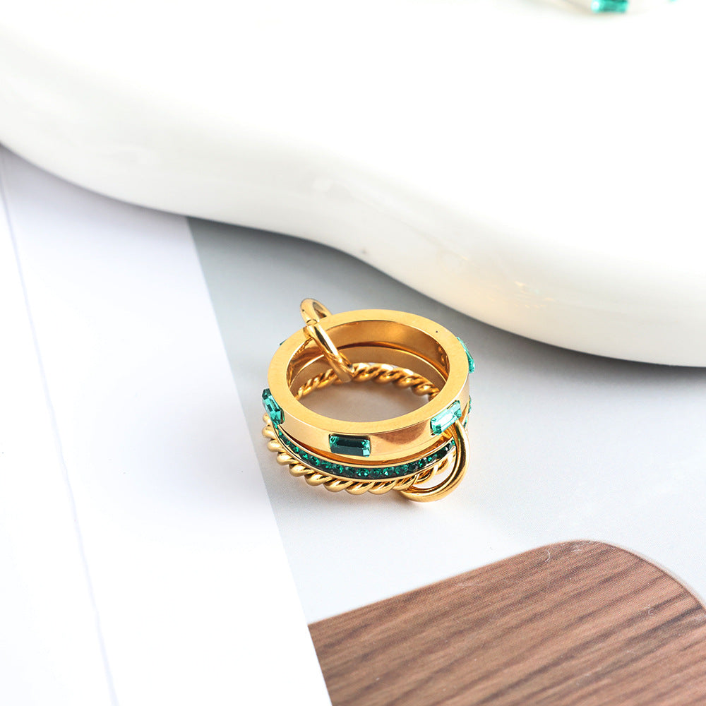 Wholesale Stainless steel zircon ring