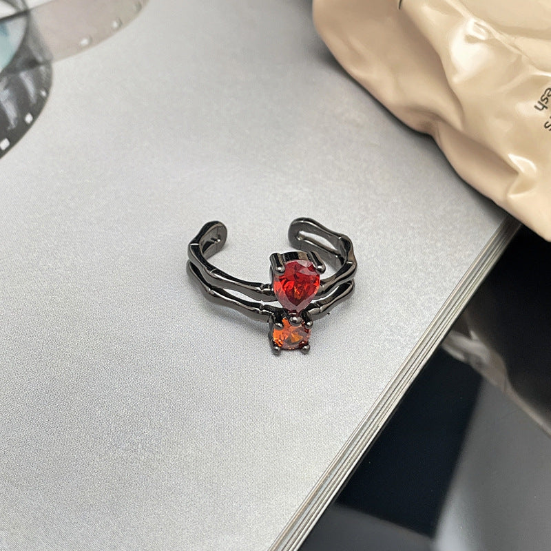 Wholesale Personality Red Diamond Opening Ring