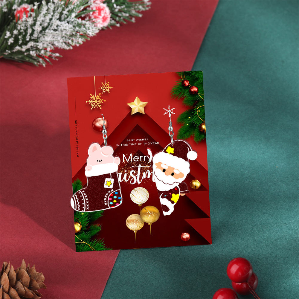 Wholesale acrylic earrings  personality Christmas Santa Claus earrings