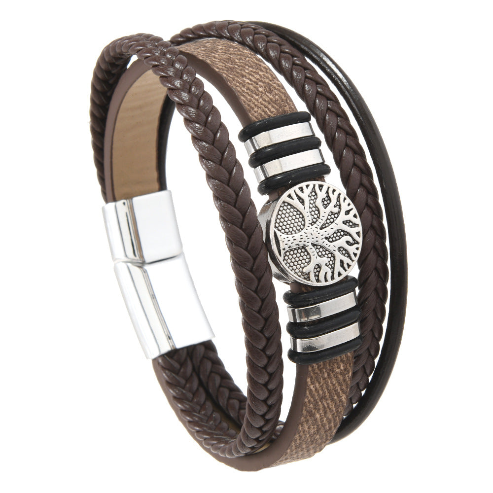Wholesale Multi-layer PU Leather Bracelet Life Tree Bracelet