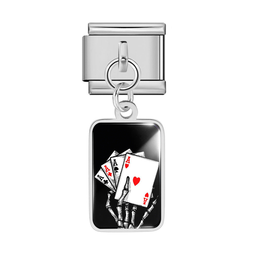 Wholesale Trendy Playing Card Pendant Stainless Steel Bracelet Fashion Accessory For Boutique Resale