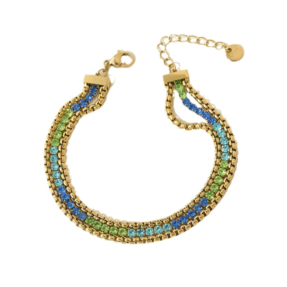 Wholesale Stainless steel bracelet with multiple layers and diamond embellishments.