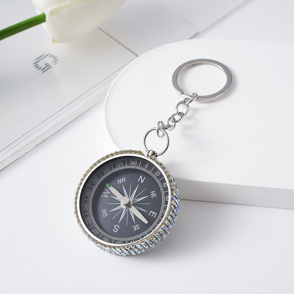 Wholesale Rhinestone Outdoor Mini Aluminum Alloy Compass Keychain Keychains Accessories ACC-KC-ZhiYa011